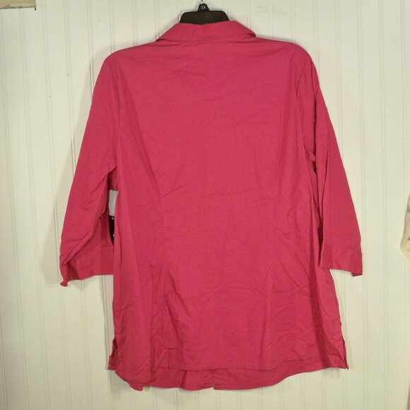 Basic Editions, Pink Button Up Shirt, 2X - Picture 3 of 4